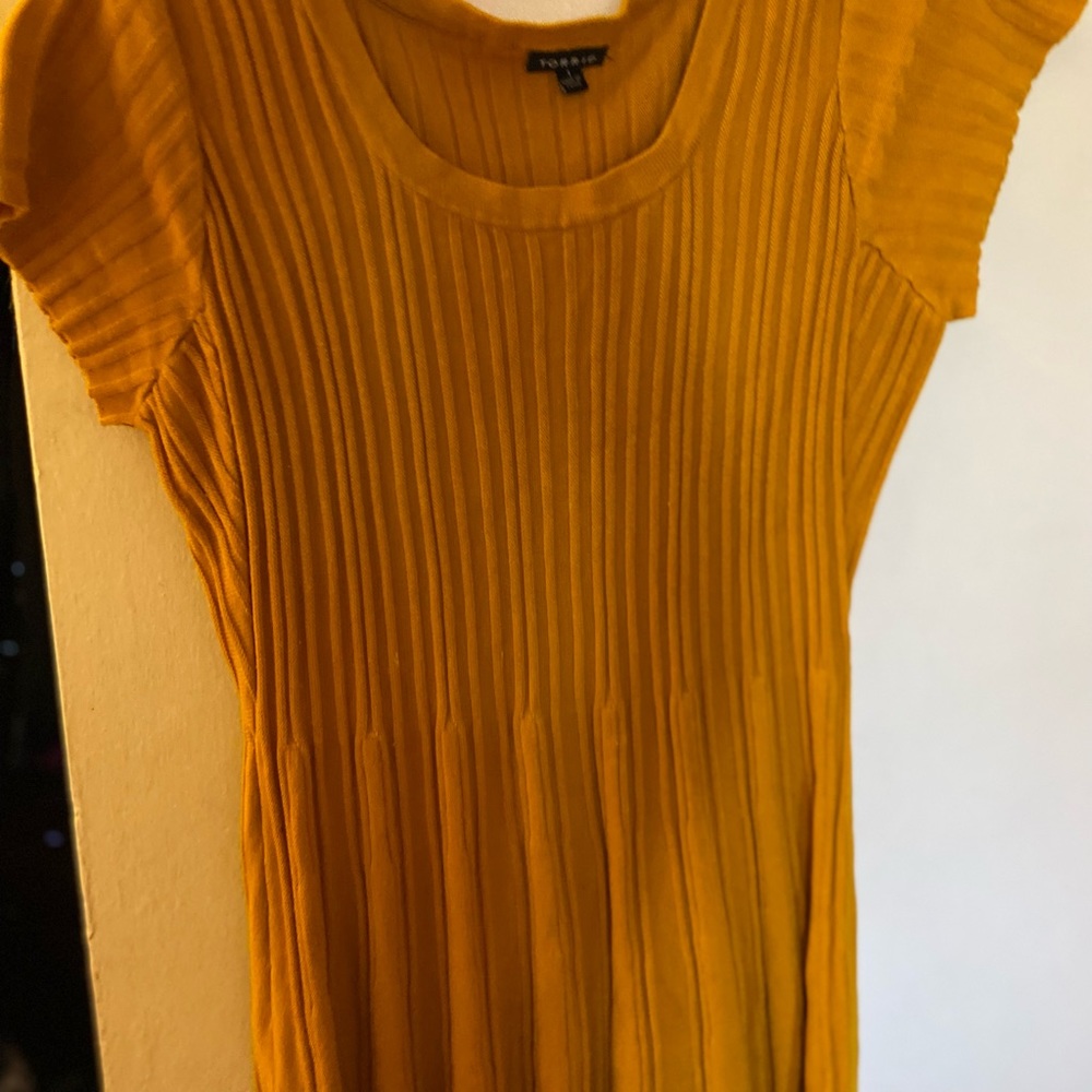 Yellow mustard sweater dress